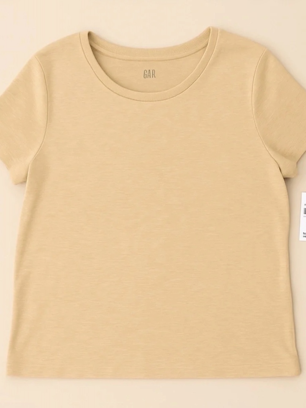 NWT GAP Women's Yellow/Tan Sand Ribbed Crewneck Short Sleeve Tee, size XL